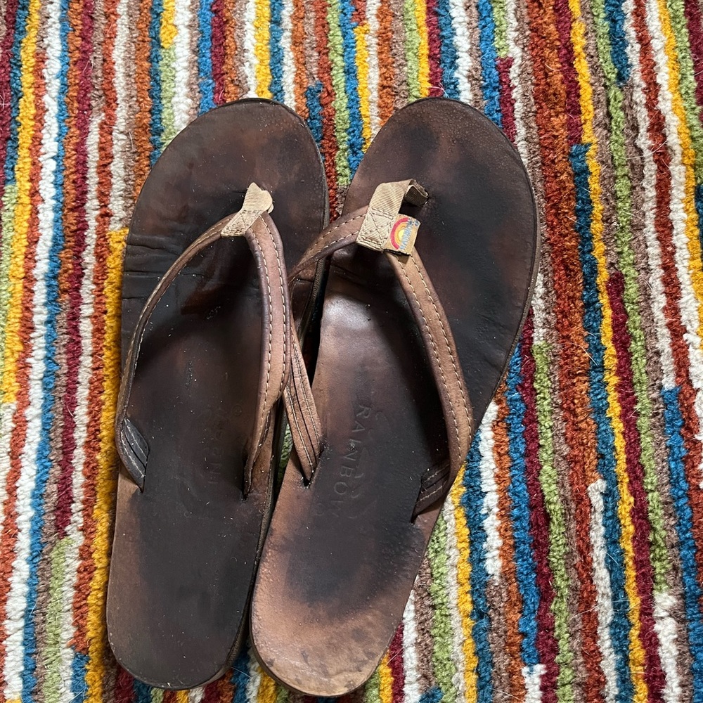 Rainbow flip flops